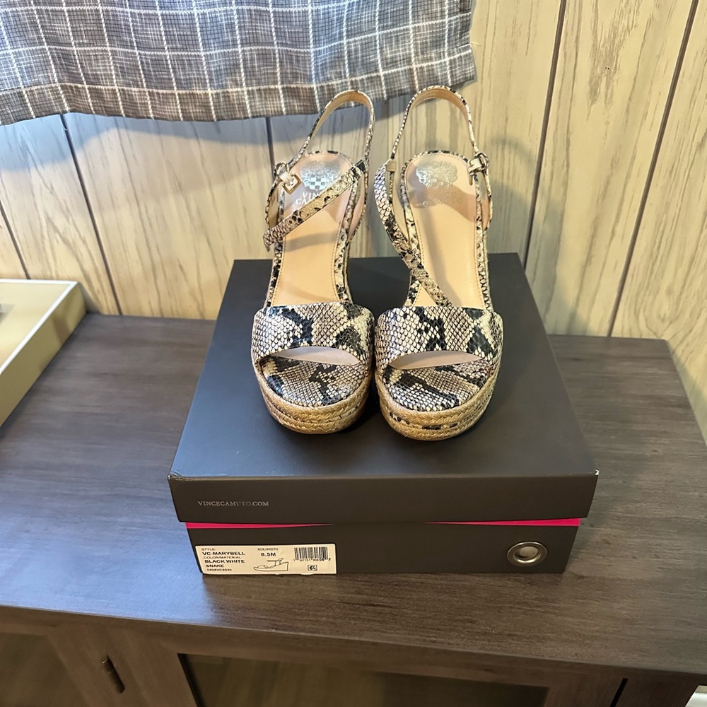 Vince Camino Snakeskin Wedges